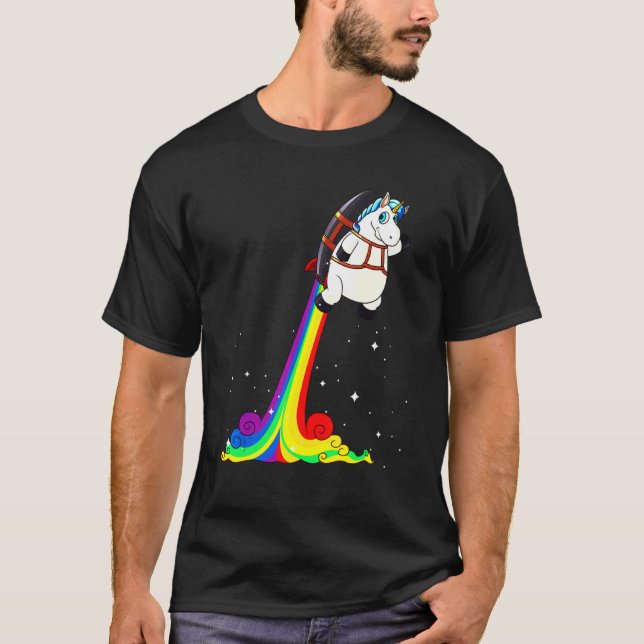 Horse Rainbow Jetpack Animal Pun T Shirt (Framsida)