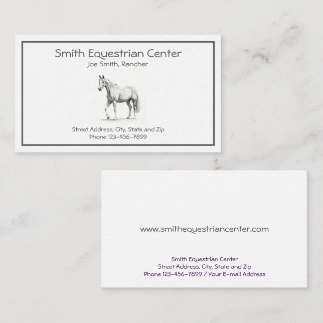 Horse Ranch Affärskort Visitkort (Fram/baksida)