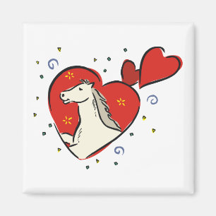 Horse Red Hearts Equine Kärlek Magnet