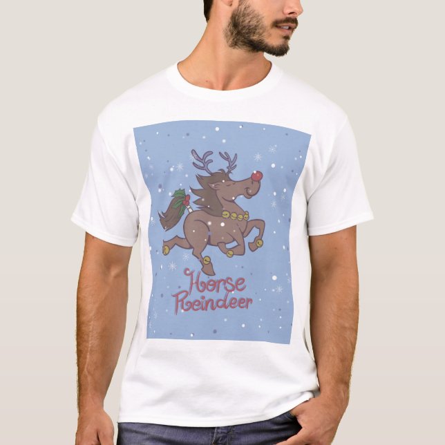 Horse reindeer cartoon illustration t shirt (Framsida)