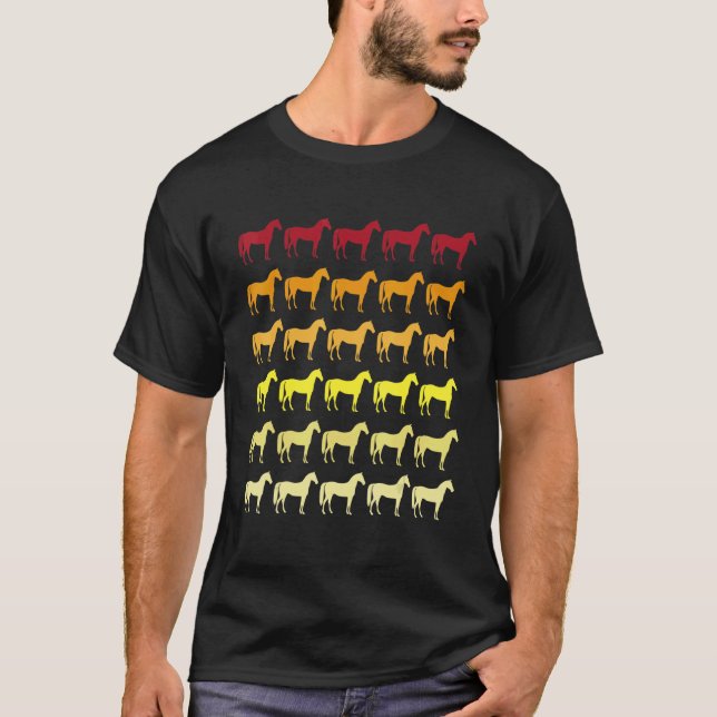 Horse Retro Animal Pattern T Shirt (Framsida)