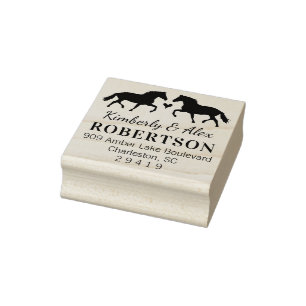 Horse Returadress Frimärke - Bröllop djur Stämpel