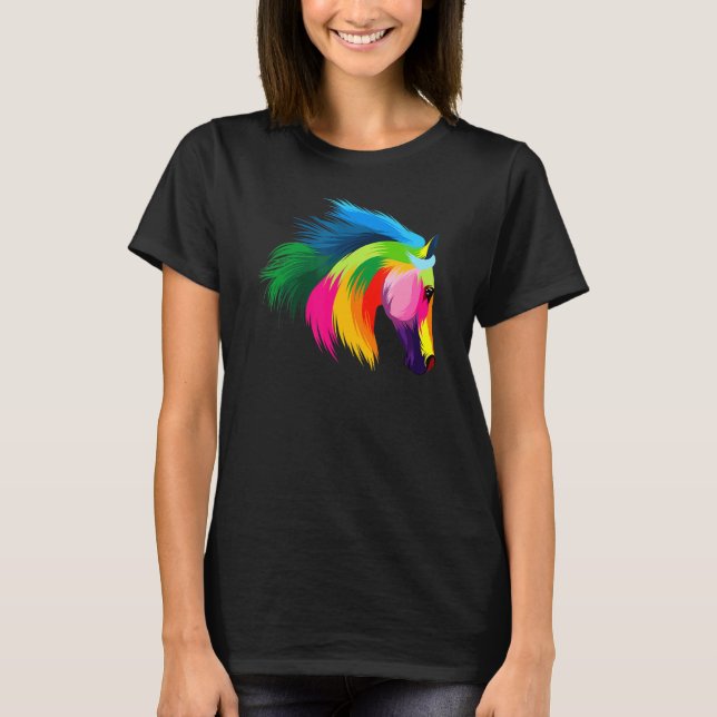 Horse Rider Animal Cute Färgad Horse Riding T Shirt (Framsida)