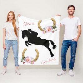 Horse & Rider Hunter Jumper "I Kärlek Horses" Fleecefilt