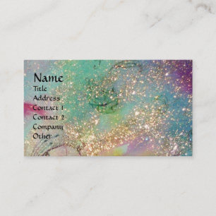 HORSE RIDERS IN NIGHT Blue teal,guld sparkles Visitkort