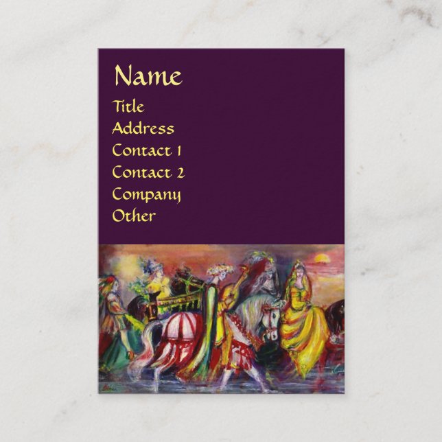 HORSE RIDERS,MUSIK I NÅGOT Fantasy Lila Visitkort (Framsida)