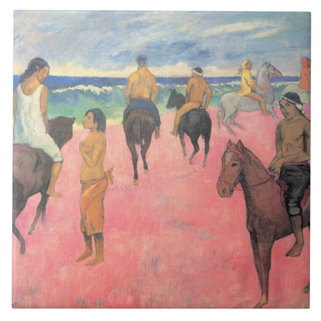 Horse Riders on the Beach in Tahiti (av Gaugin) Kakelplatta (Framsidan)