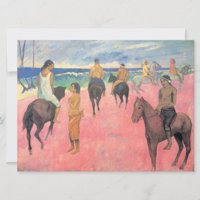 Horse Riders on the Beach in Tahiti (av Gaugin) Kort (Framsida)