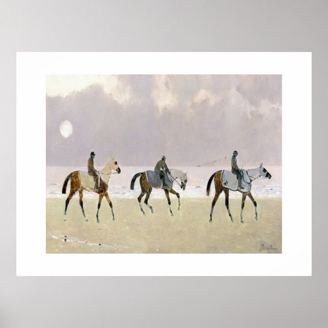 Horse Riders på stranden 1892 Poster (Framsidan)