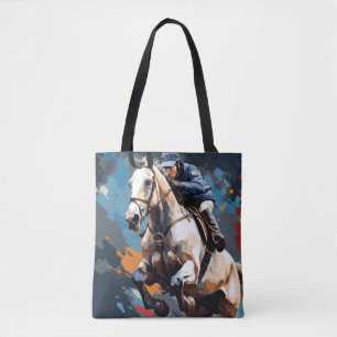 Horse Riding Action Sport Painting Abstrakt Art Tygkasse