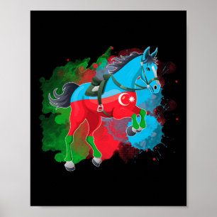 Horse Riding Azerbajdzjan Flagga Poster