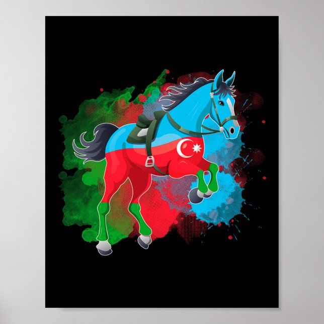 Horse Riding Azerbajdzjan Flagga Poster (Framsidan)