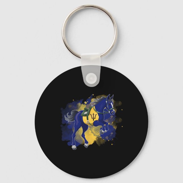 Horse Riding Barbados Flagga Nyckelring (Framsida)