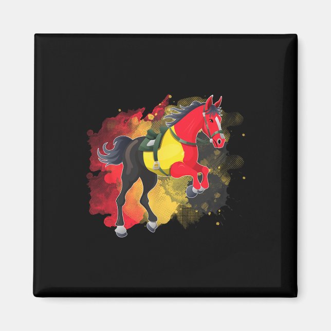 Horse Riding Belgium Flagga Magnet (Framsidan)