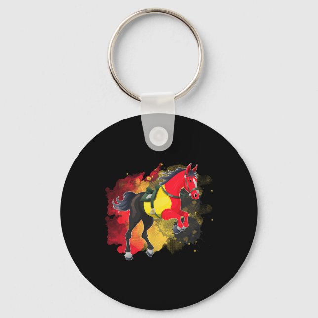 Horse Riding Belgium Flagga Nyckelring (Framsida)