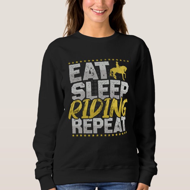 Horse Riding Eat Sleep Repeat Horses Hobby Riding T Shirt (Framsida)