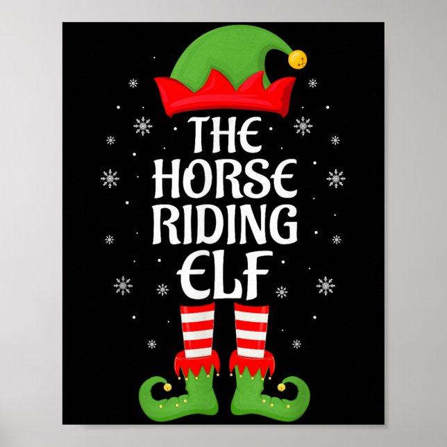 Horse Riding Elf Julafton Family Matching Elf Squa Poster (Framsidan)