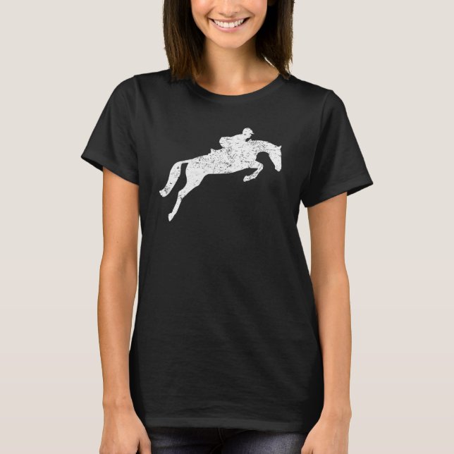 Horse Riding English Equestrian Hunter Jumper Grun T Shirt (Framsida)
