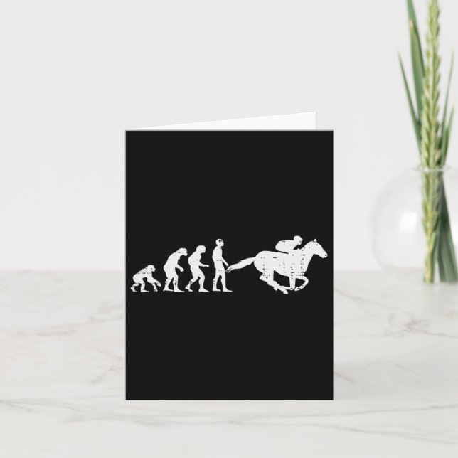 Horse Riding Evolution Funny Horseback Racing Eque Kort (Framsida)