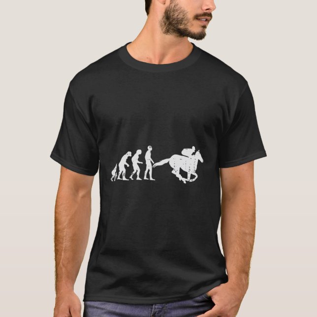 Horse Riding Evolution Funny Horseback Tävla Eque T Shirt (Framsida)