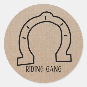 Horse Riding Gang Horseshoe Runt Klistermärke