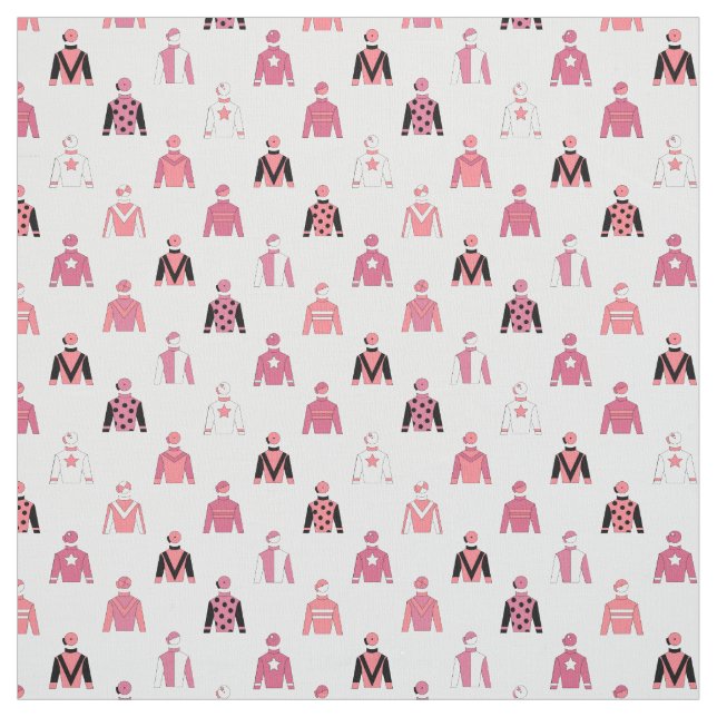 Horse Riding Jockey Silke Rosa and White Patterned Tyg (Provkarta)