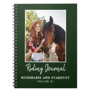 Horse Riding Journal Personlig Photo Grönt Anteckningsbok
