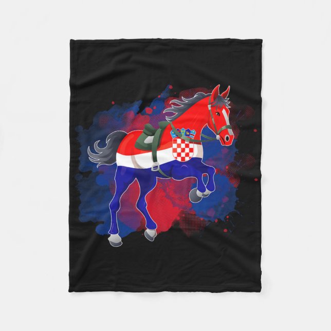 Horse Riding Kroatien Flagga Fleecefilt (Framsidan)
