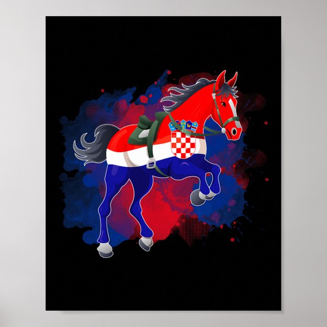 Horse Riding Kroatien Flagga Poster (Framsidan)