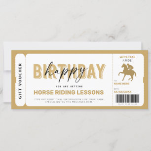 Horse Riding Lessons Guld Gift Biljett Voucher