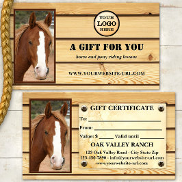 Horse Riding Lessons Photo Gift Certificate Rabattkort