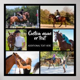 Horse Riding Photo Collage Template Black Modern Poster