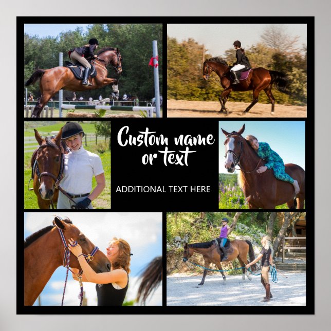 Horse Riding Photo Collage Template Black Modern Poster (Framsidan)