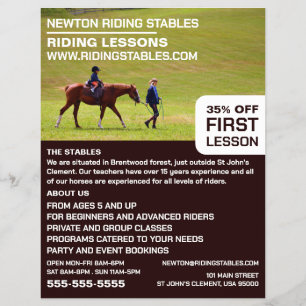 Horse Riding Porträtt, Riding Instructor, Akademy Reklamblad