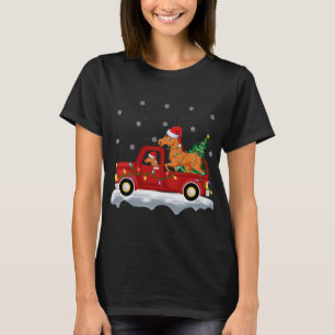 Horse Riding Red Lastbil Julafton Träd Ljus Horse T Shirt