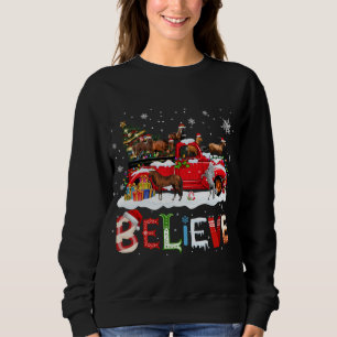 Horse Riding Red Lastbil Julgran Tro Sant T Shirt