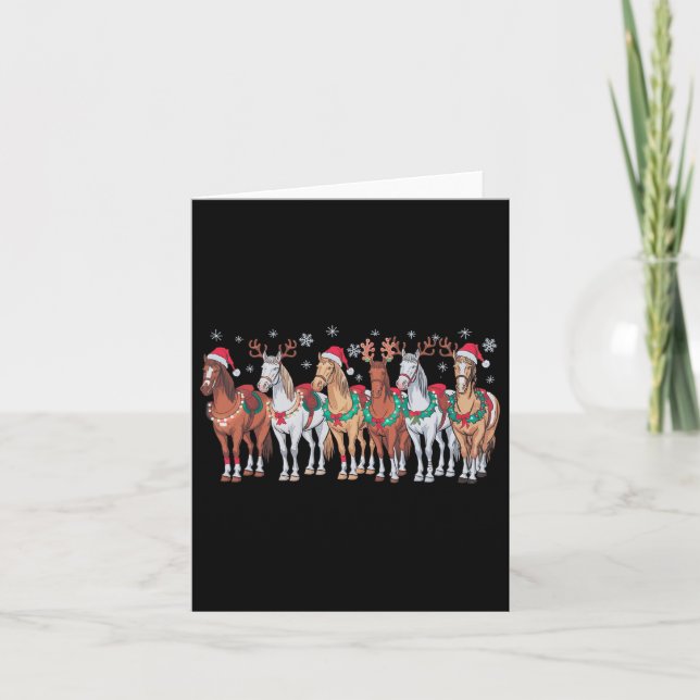 Horse Riding Santa Hat jul Ljus Animal Lov Kort (Framsida)