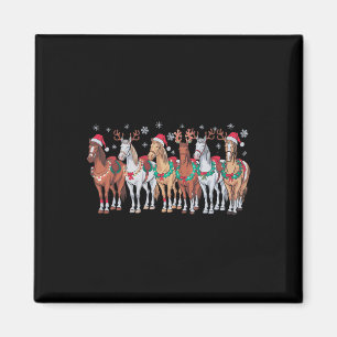 Horse Riding Santa Hat jul Ljus Animal Lov Magnet