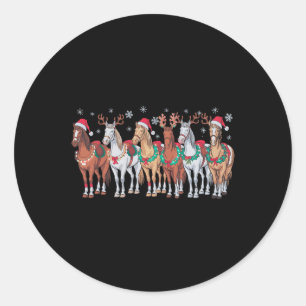 Horse Riding Santa Hat jul Ljus Animal Lov Runt Klistermärke