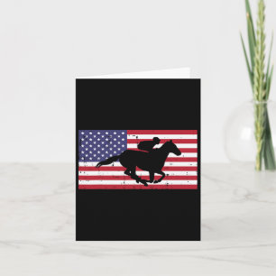 Horse Riding Us Flagga Horseback Tävla Patriotic E Kort
