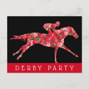 Horse Ro Derby Tävling Party Black Vykort