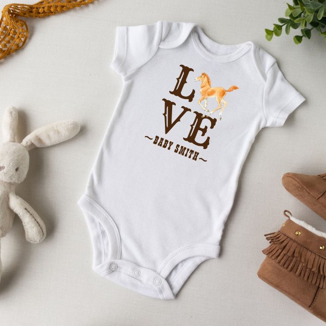 Horse rodeo cowboy baby ger personlig namn t shirt (Skapare uppladdad)