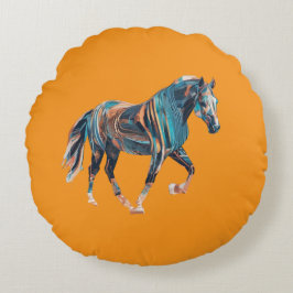 Horse Round Pillow Rund Kudde