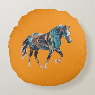Horse Round Pillow Rund Kudde