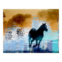 Horse Running i Vatten Poster
