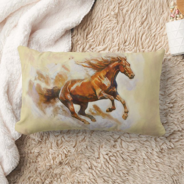 Horse Running Lumbarkudde (Filt)