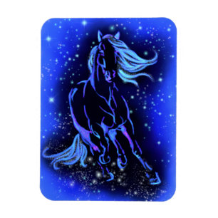 Horse Running Magnet Blue Starry Night