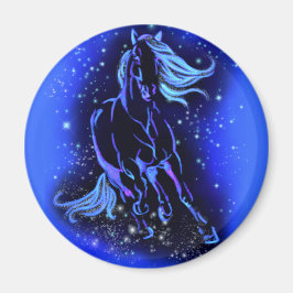 Horse Running Magnet vid Blue Starry Natt