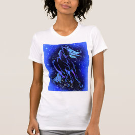 Horse Running T-Shirt Blue Starry Night