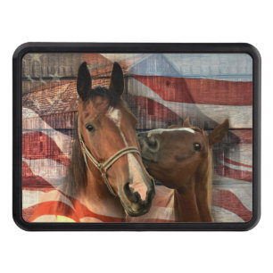 Horse Rustic Barn American Flagga Dragkroksskydd